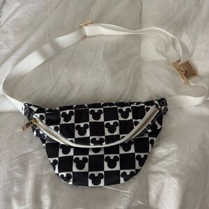 Black and White Mickey Mouse Checkered Belt Bag